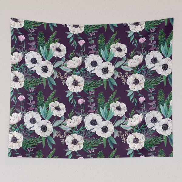 Item preview, Winter anemones, hand drawn watercolor pattern designed and sold by Julia Solomatina.