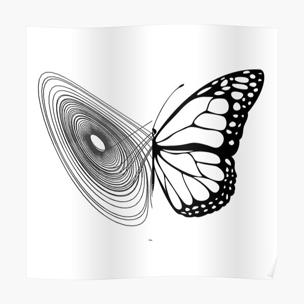 Lorenz Equation Butterfly Effect Chaos Theory Vintage Math Physics Design White On Black Background Poster By Nfrey78 Redbubble