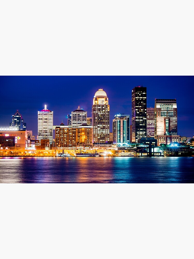 Louisville Kentucky Downtown Skyline Night Monochrome Reflections