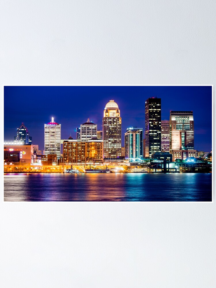 Louisville Poster Wall Decor Louisville Panorama Art City at Night Wall  Decor City Reflection Canvas Canvas Art Poster and Wall Art Picture Print