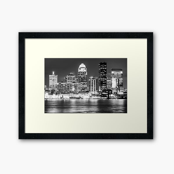 Louisville Silhouette Skyline Recessed Framed Print by RayHyra