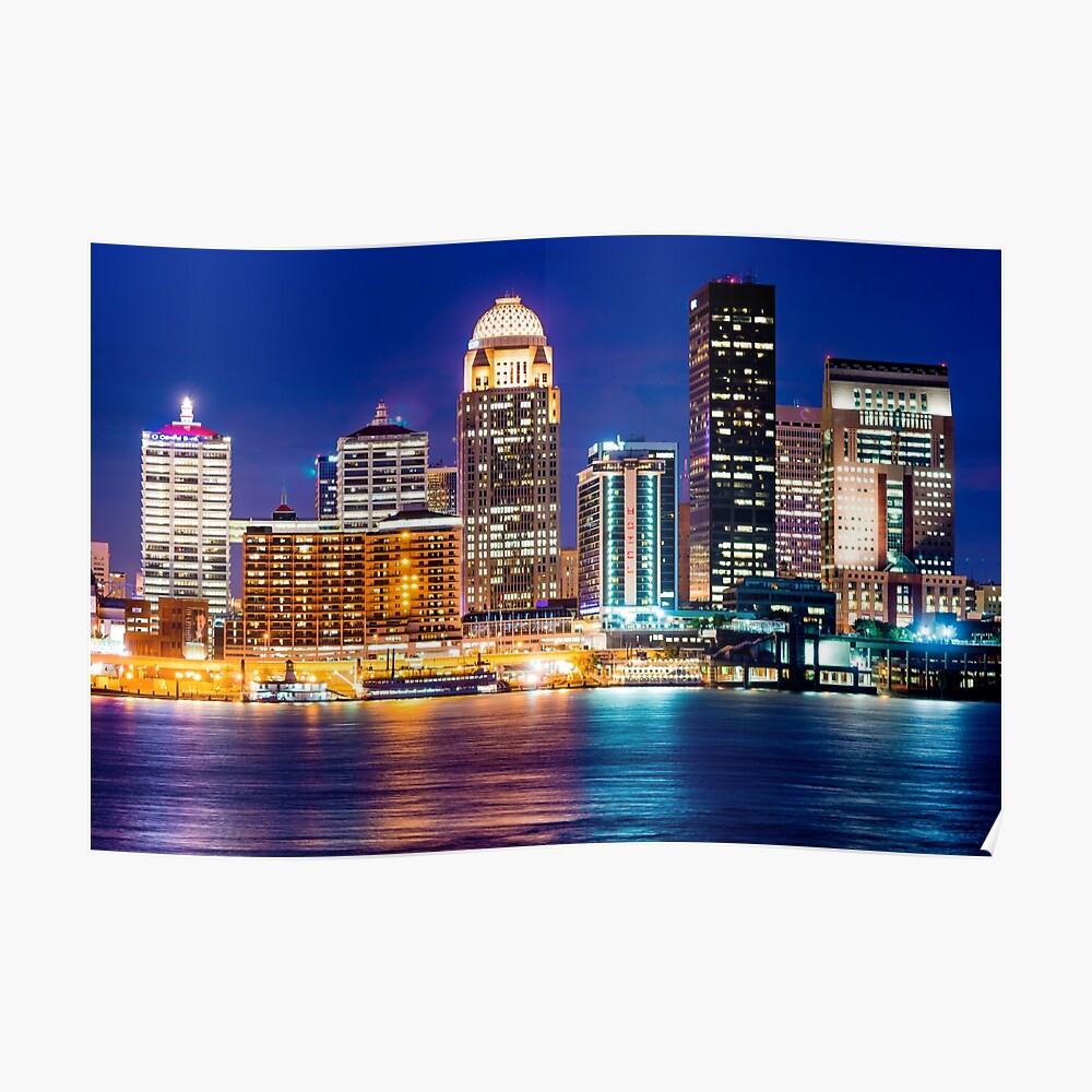 downtown louisville kentucky skyline at dusk art print by enjoysshooting redbubble https www redbubble com i art print downtown louisville kentucky skyline at dusk by enjoysshooting 36791805 1g4zt