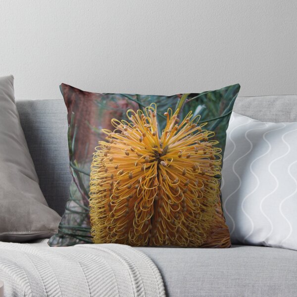 Banksia Flower first blush Throw Pillow