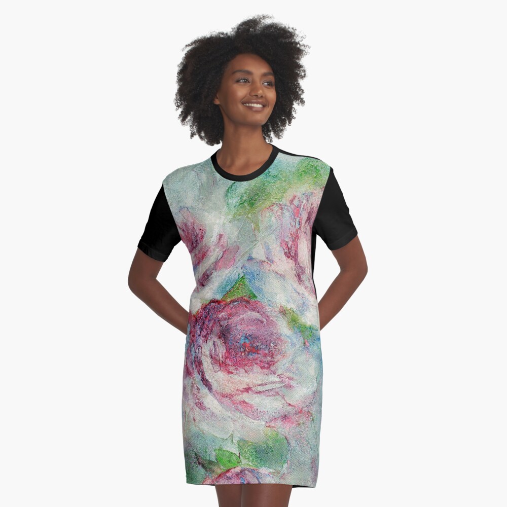 Memories of Roses Graphic T-Shirt Dress