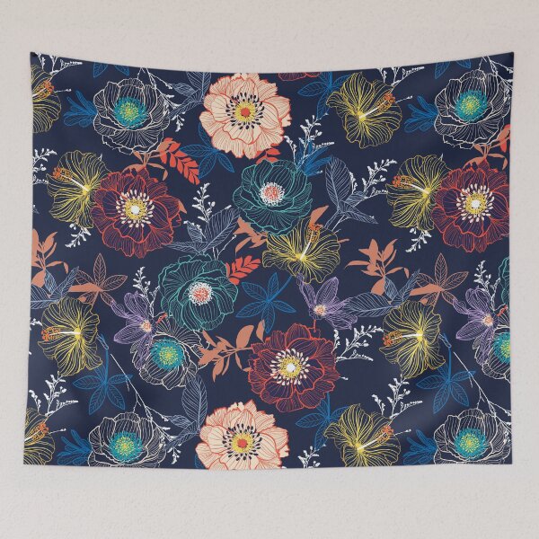 Item preview, Colorful Dark Floral Pattern designed and sold by blindvibes.