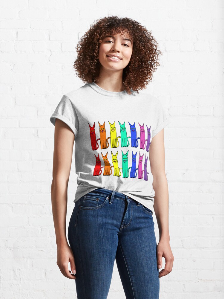 Alternate view of Crazy colour rainbow cats Classic T-Shirt