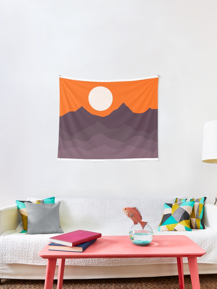 sunset mountain tapestry