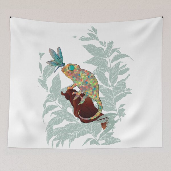 Item preview, Colorful camelion with dragonfly designed and sold by Anna Maisner.
