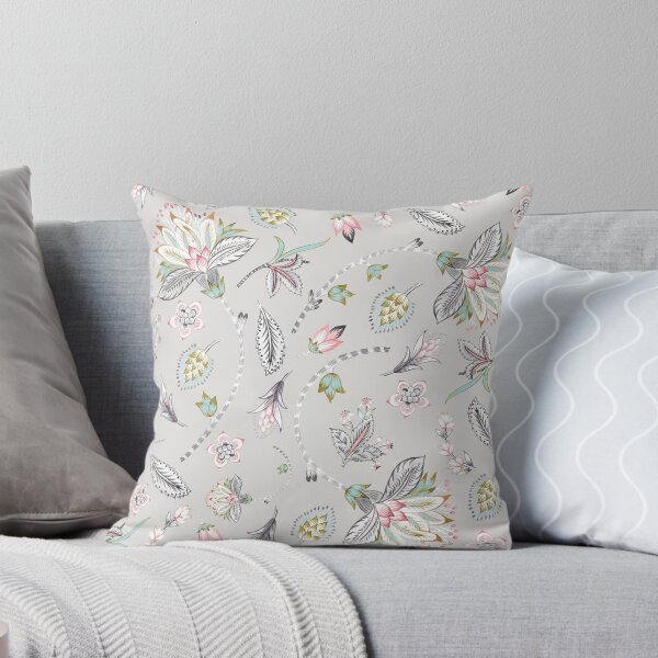 Item preview, Hand-painted Chintz Pastel Flowers on Grey  designed and sold by AnissaCraig.