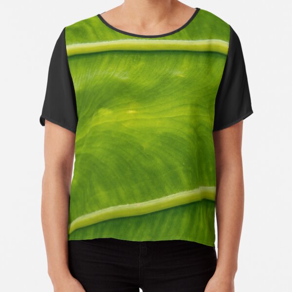 Closeup of an Elephant Plant Leaf Chiffon Top