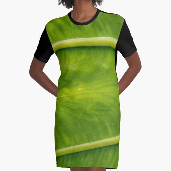 Closeup of an Elephant Plant Leaf Graphic T-Shirt Dress