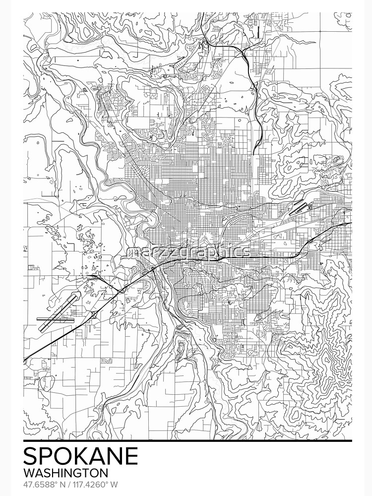 "Spokane map poster print wall art, Washington gift printable, Home and