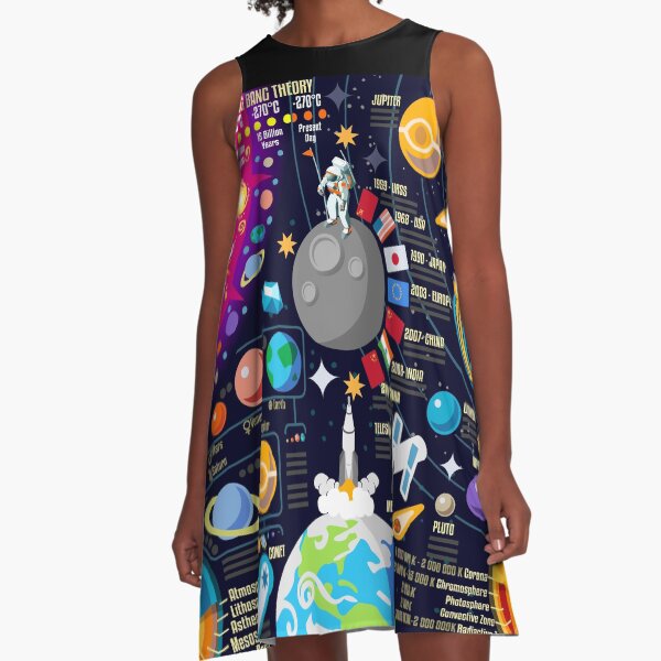 Weltraumuniversum Infografiken Urknall A-Linien Kleid
