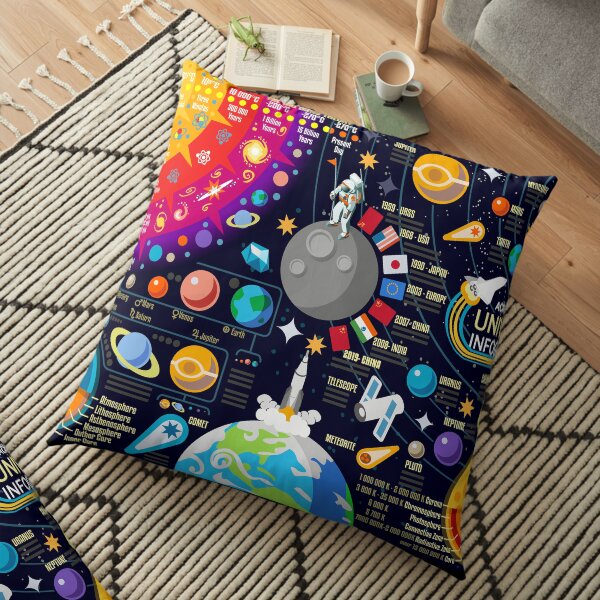 Space Universe Infographics Big Bang Floor Pillow