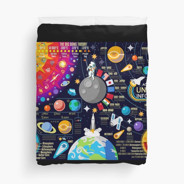 Space Universe Infographics Big Bang Duvet Cover