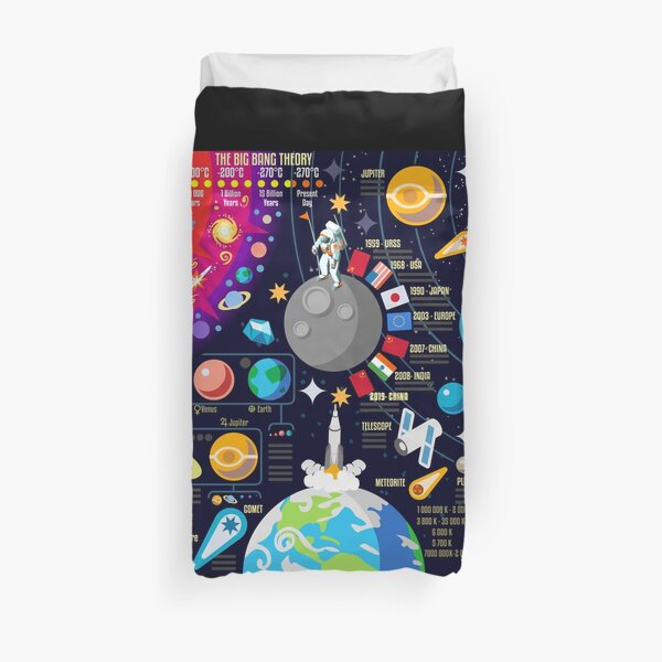 Space Universe Infographics Big Bang Duvet Cover