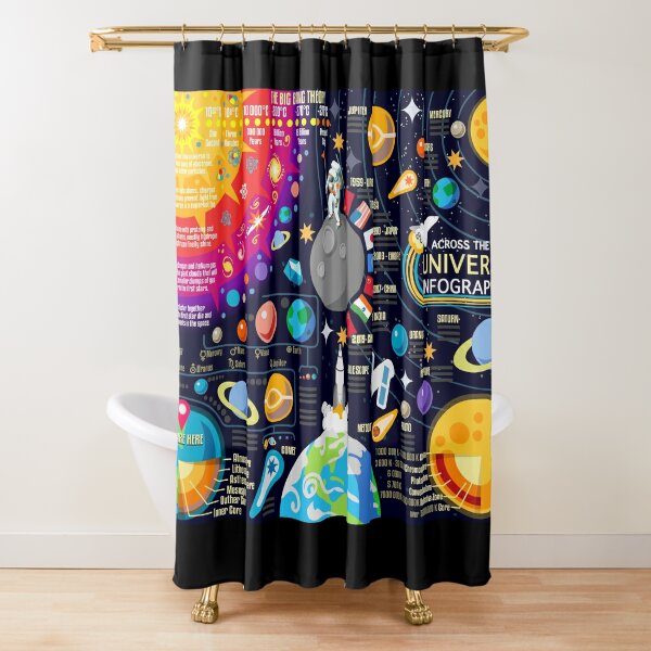 Disover Space Universe Infographics Big Bang Shower Curtain
