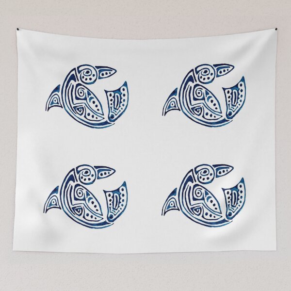 Item preview, Four blue dolphins, tattoo designed and sold by Zamen.