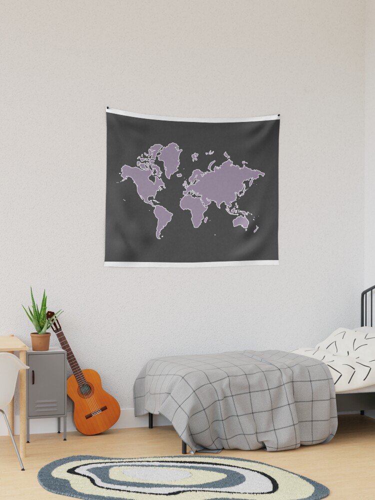 World map in slate grey and mauve purple dusty pink Tapestry for Sale by L Sq Redbubble