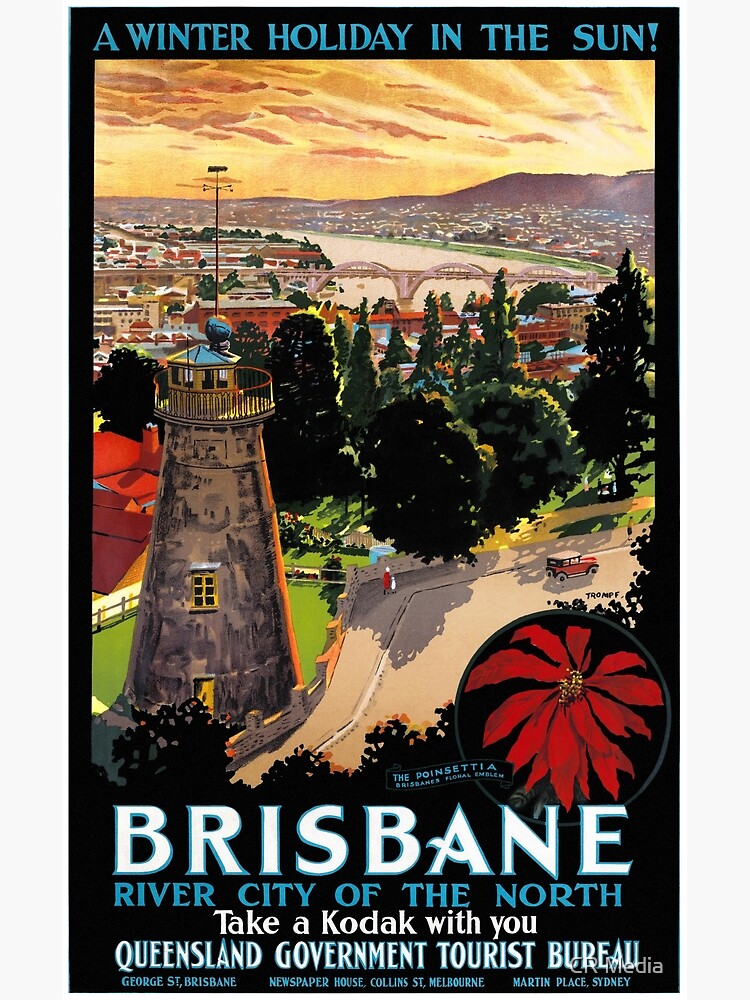 "Brisbane, Australia Vintage Travel Poster Restored" Poster for Sale by