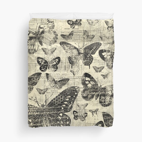 shabby black butter flies pattern,shabby chic, black ,butterflies, pattern, victorian,belle epoque,vintage,rustic,french chic, wedding Duvet Cover