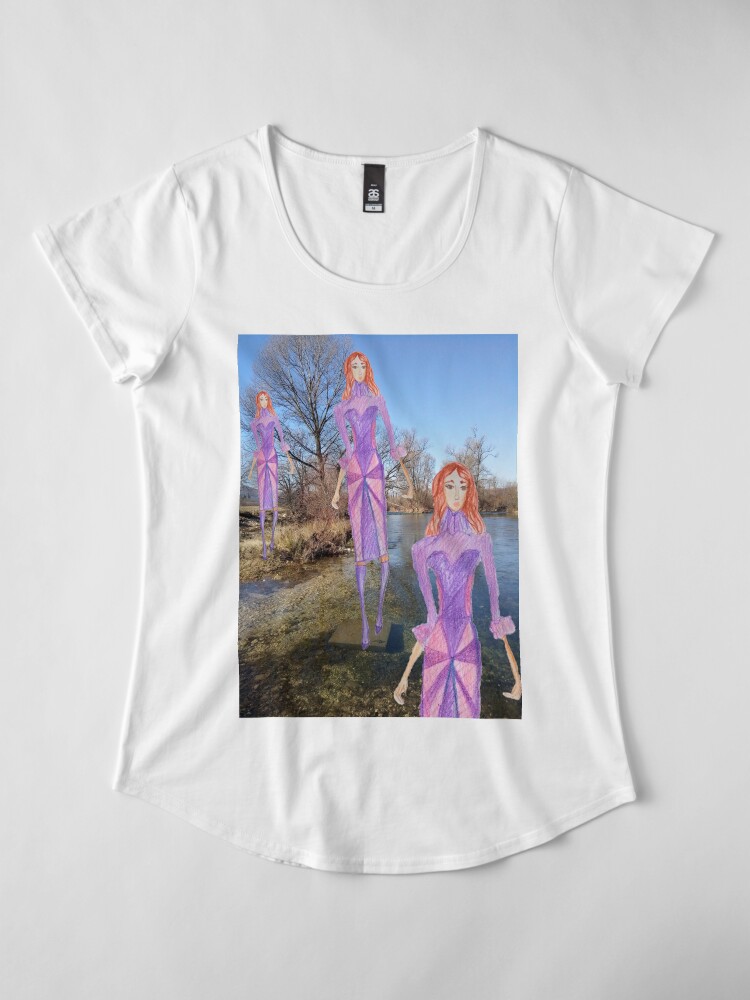 Alternate view of Redhead girl wearing a purple dress Premium Scoop T-Shirt
