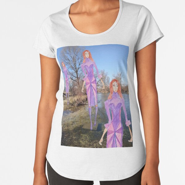 Redhead girl wearing a purple dress Premium Scoop T-Shirt