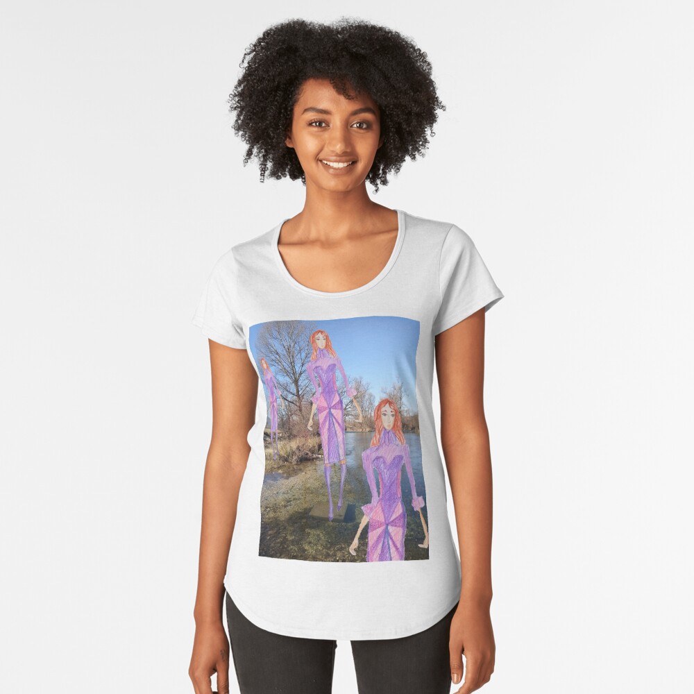 Redhead girl wearing a purple dress Premium Scoop T-Shirt