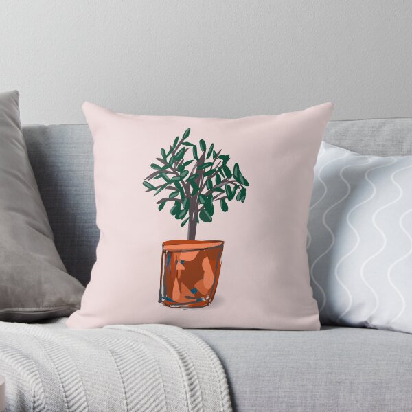 Houseplant with semi-abstract pot. Throw Pillow