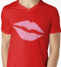 Pink Kiss T-Shirt mit V-Ausschnitt für Männer