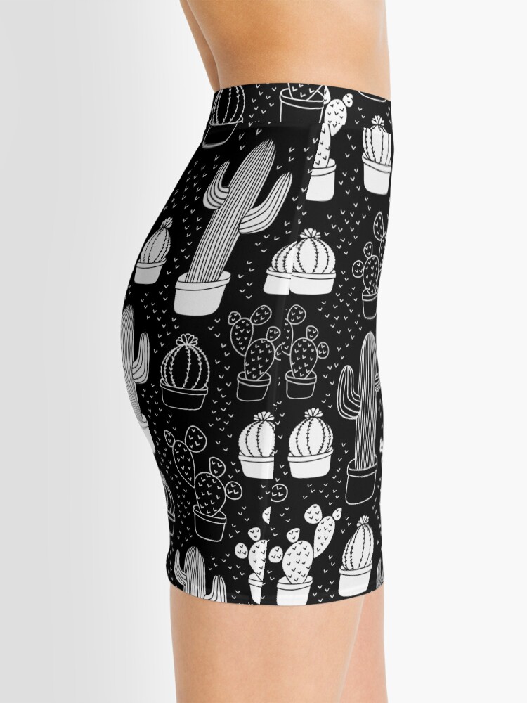 Alternate view of Black & White Cactus Doodle Pattern Mini Skirt