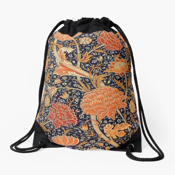 William Morris Orange Cray Art Floral Floral Sac à cordon