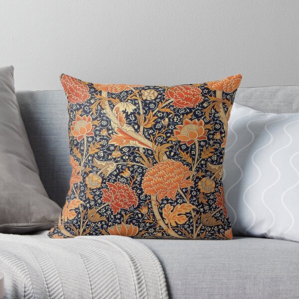 William Morris Orange Cray Art Floral Floral Coussin