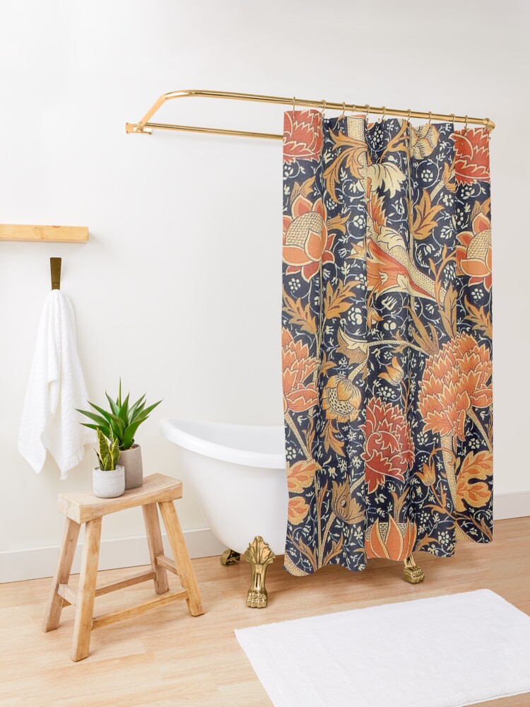 Alternate view of William Morris Orange Cray Floral Art Nouveau Shower Curtain