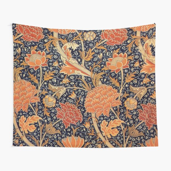 William Morris Orange Cray Floral Art Nouveau Tapestry