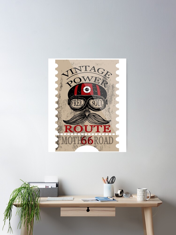 Thumbnail 2 of 3, Poster, Vintage Power Free Soul Route 66 Mother Road Novelty Gifts. designed and sold by TIXLIFE.