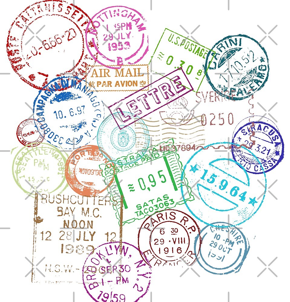 "Colorful Postal Stamps" by samanthaariel Redbubble