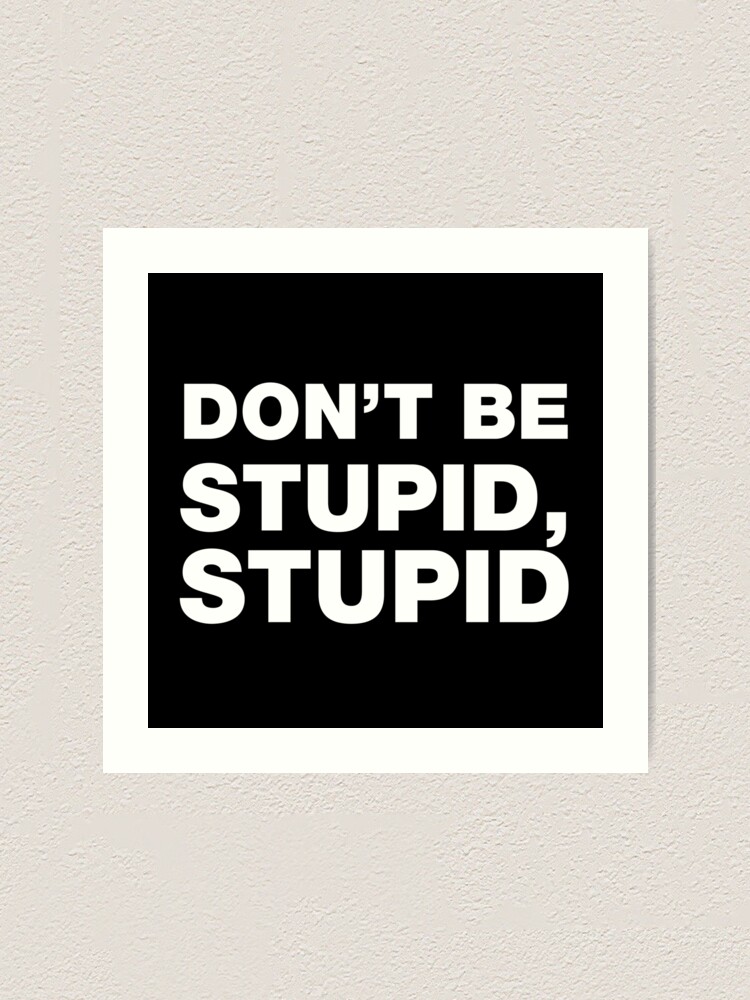 Don T Be Stupid Stupid Funny Sayings And Quotes Art Print By Funnysayingstee Redbubble