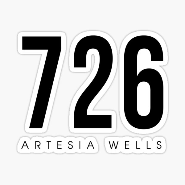 "Artesia Wells, TX 726 Area Code design" Sticker for Sale by