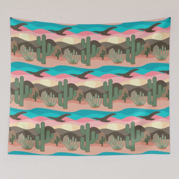 Item preview, Colorful Sunset Desert - Cacti, Mountains, Eagle designed and sold by Elsy's Art.
