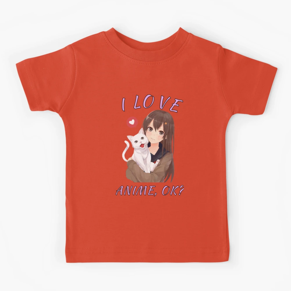 I Love Anime,OK? Cute Girl With Cat Anime Fans Gift T-Shirt