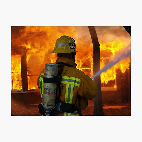 LA CoFD E44 working a training fire Photographic Print