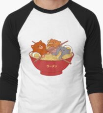 Camiseta ¾ estilo béisbol Ramen y gatos