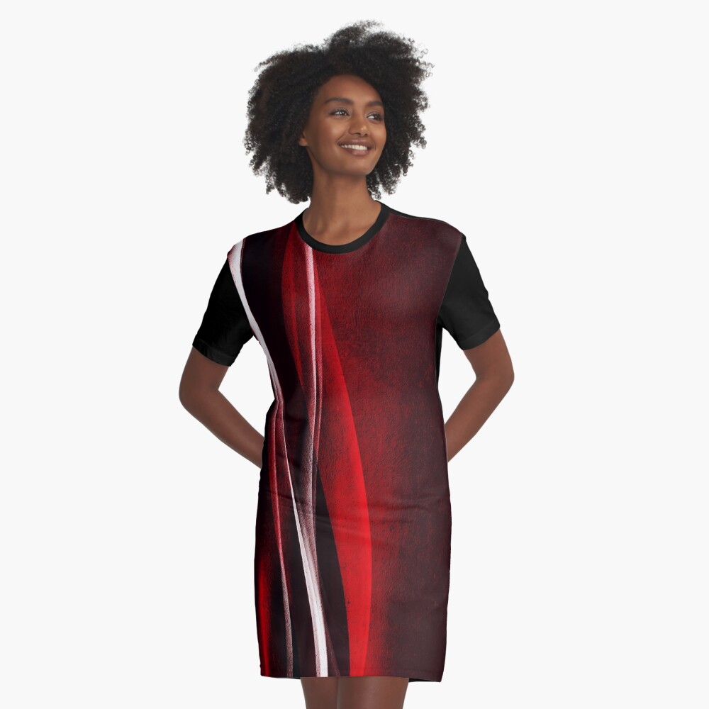 Red Velvet Wave Graphic T-Shirt Dress