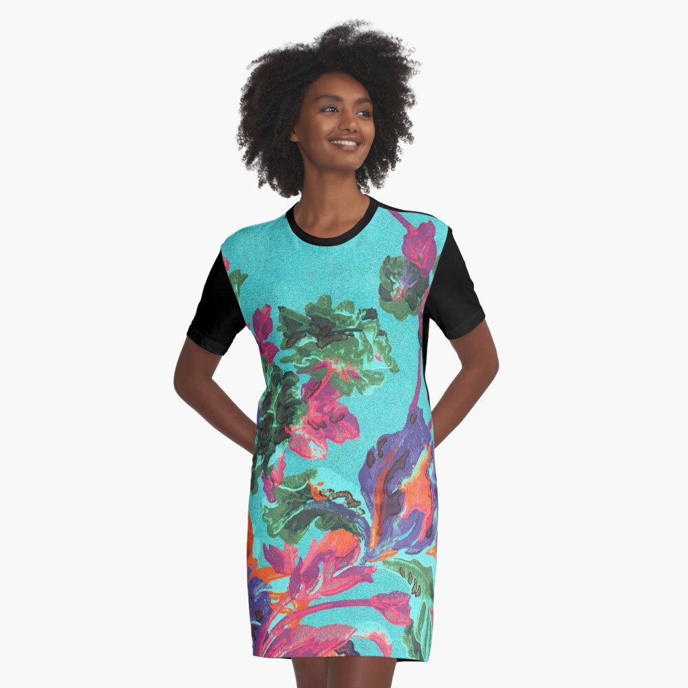 Happy Blooms Graphic T-Shirt Dress