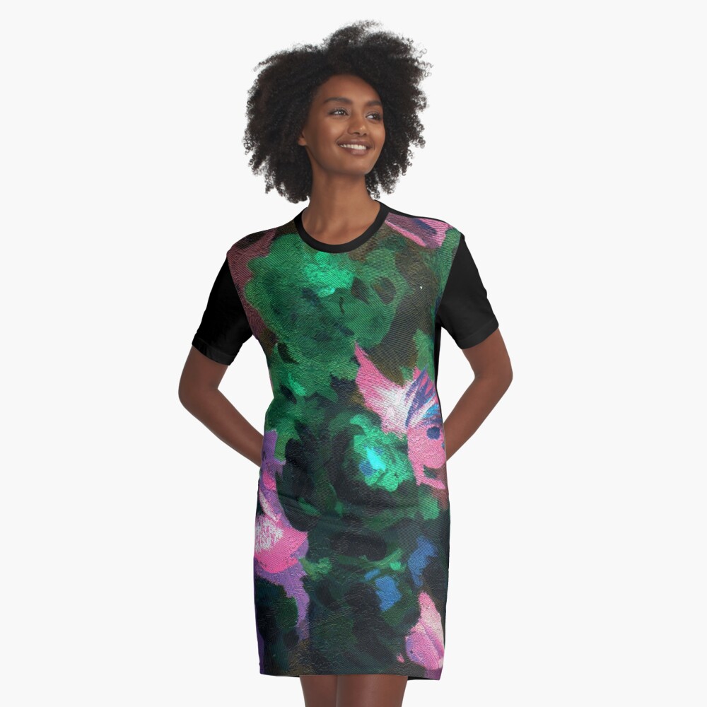Dark Floral Graphic T-Shirt Dress
