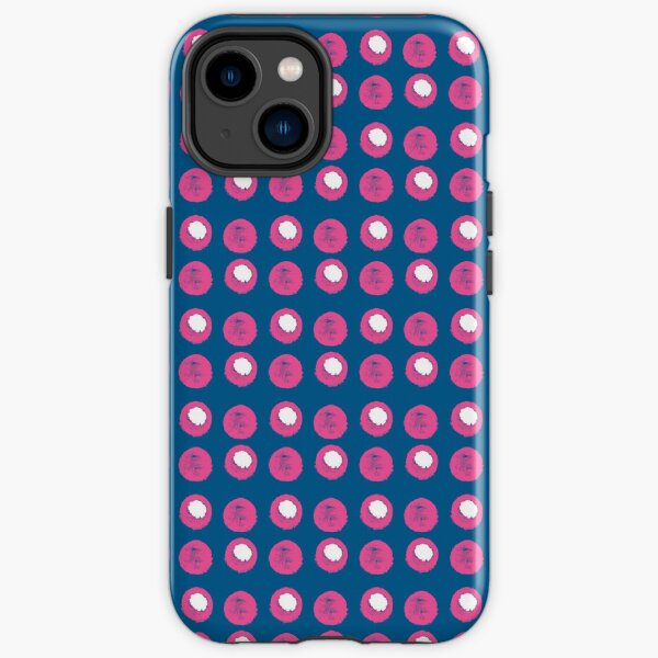 Disco Dot - Hot Pink & White on Blue Background iPhone Tough Case