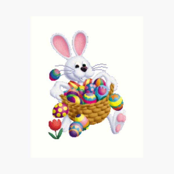 Item preview, Easter Bunny with Basket of Eggs designed and sold by MurphyMorganGifts.