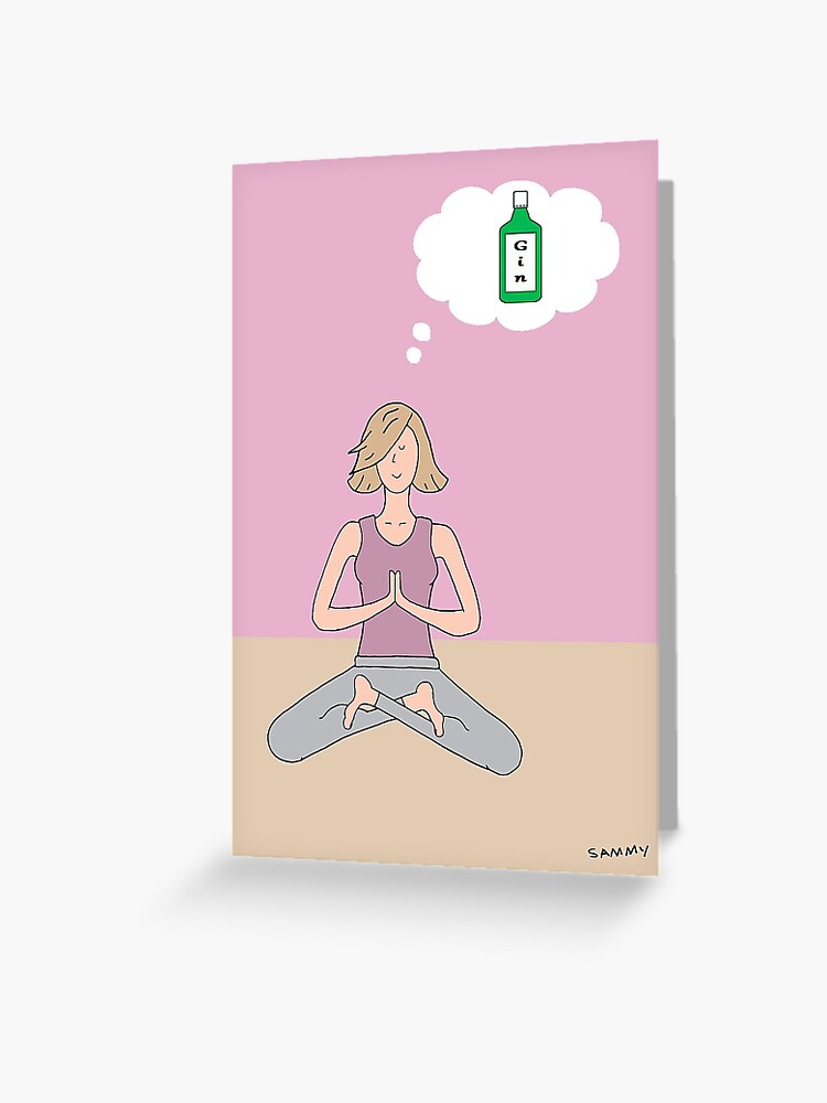 Woman Meditating on Yoga Mat Feminine Funny Birthday Card for Woman Her