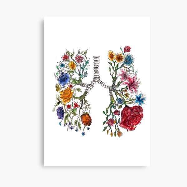 Lung Anatomy and Flowers Art Canvas Print